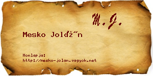 Mesko Jolán névjegykártya